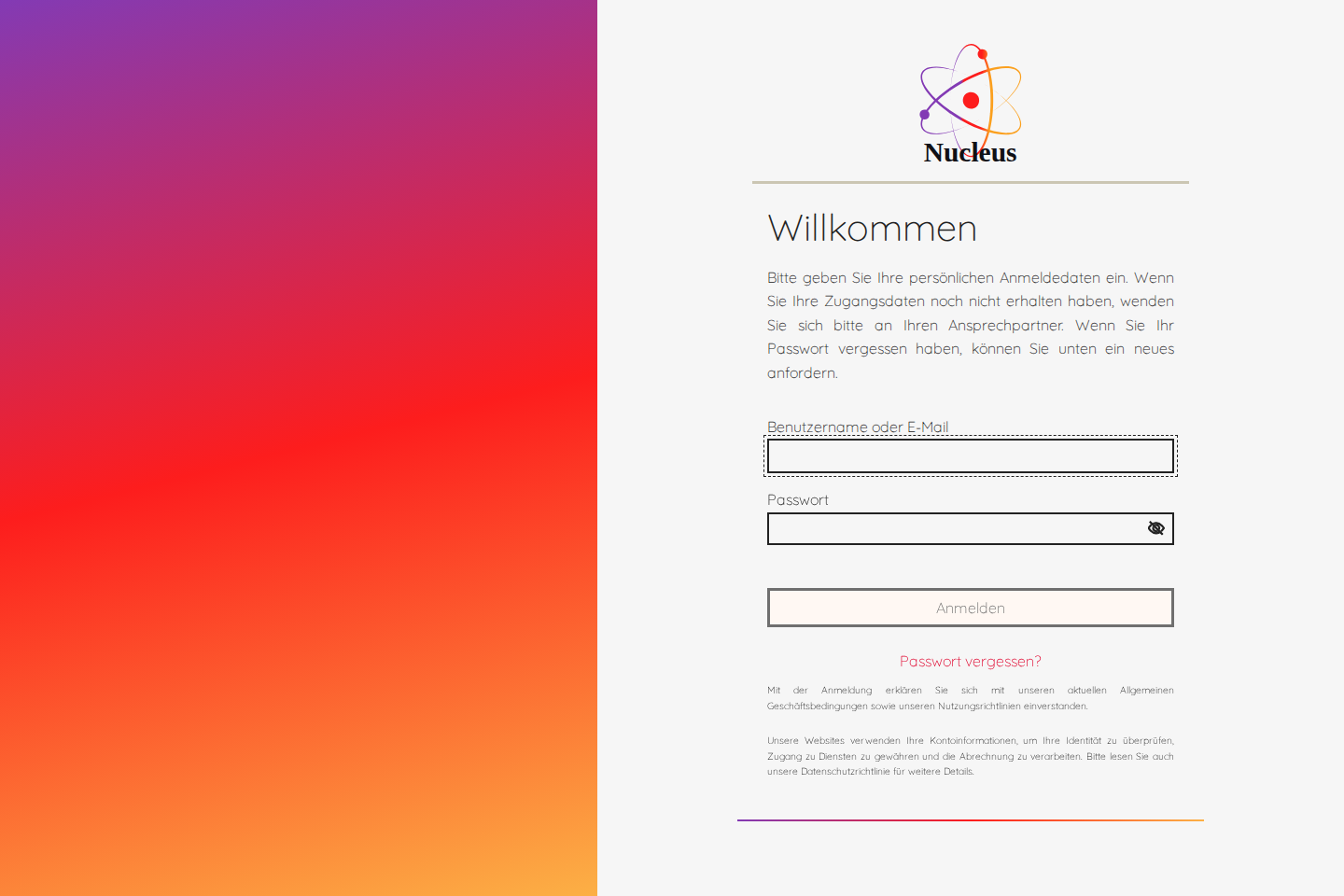 Workspace-Anmeldebildschirm